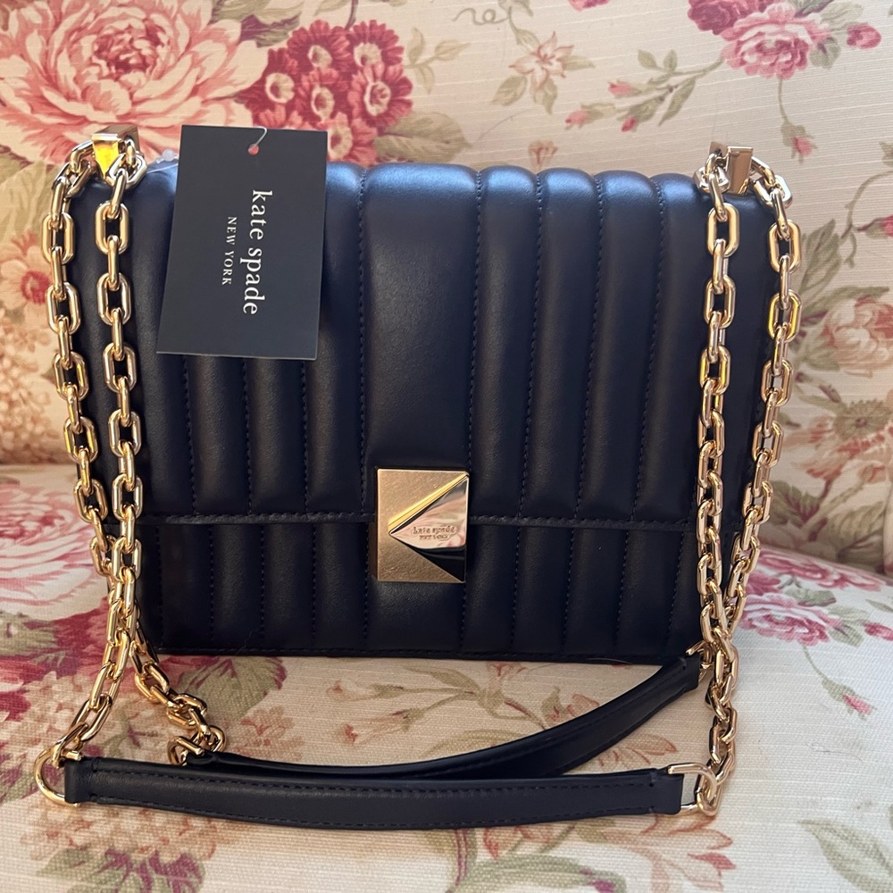 BNWT Kate Spade ♠️ Parisian Navy Deco Quilted Shoulder Bag